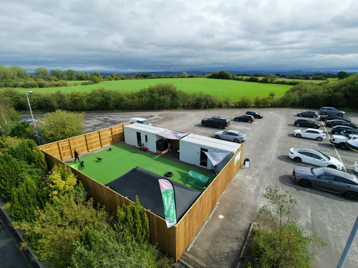 Wagglers Dog Daycare beside open Cheshire fields